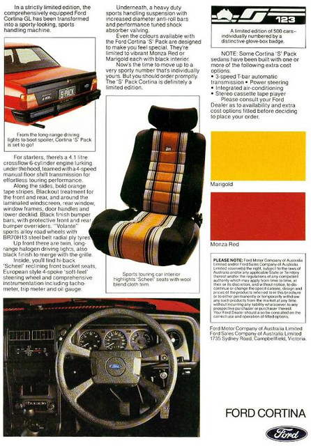 1979 Ford Cortina TE S Pak Limited Edition Brochure Australia