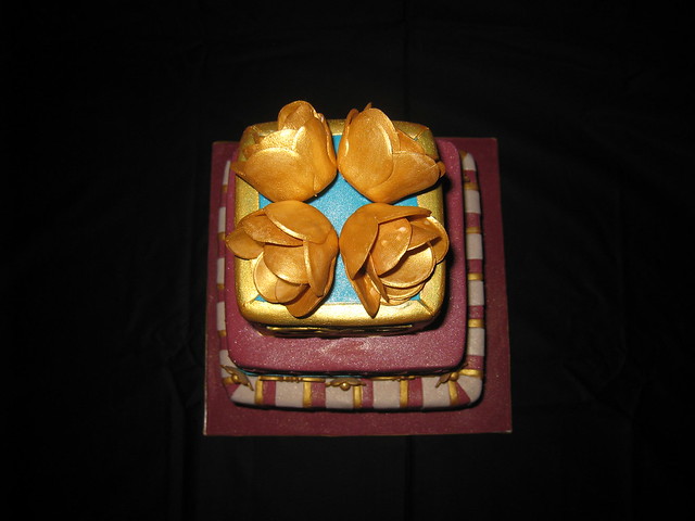 Indian Bollywood with Gold Themed Wedding Cake Aerial View