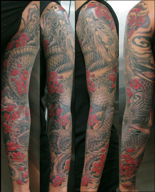 japanese dragon sleeve tattoo