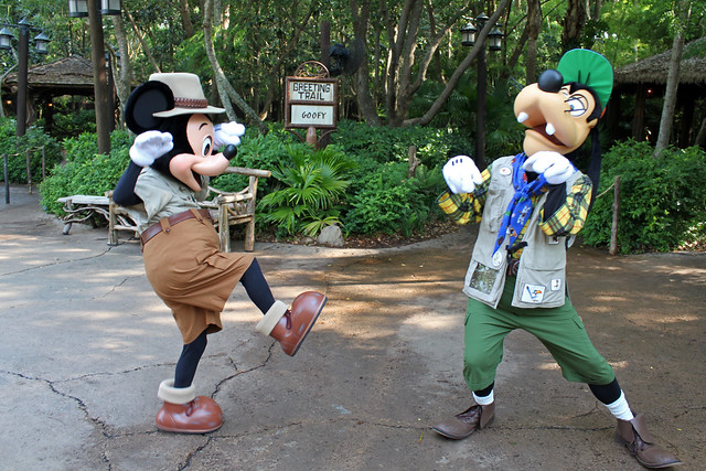 Mickey shows Goofy some martial arts!