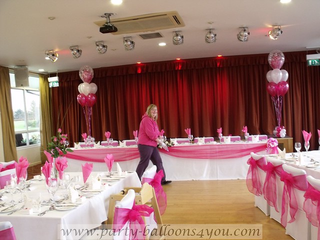 Hot pink wedding decorations Decorations done by Party Balloons 4 You who