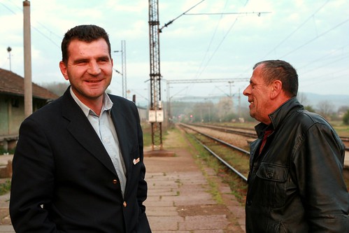 The train conductor at Bujenovac, Serbia