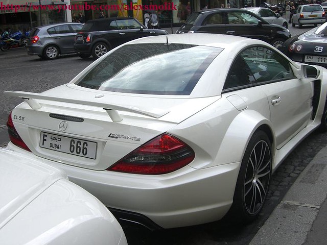 White Mercedes SL65 AMG black series from Dubai incredible plate too 
