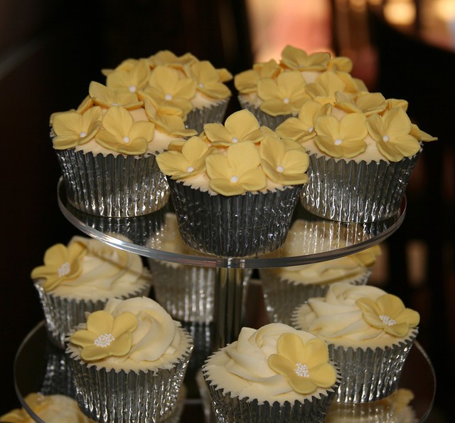 Yellow Wedding Cupcake Tower White chocolate mud cake cupcakes 