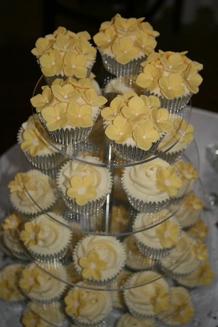Yellow Wedding Cupcake Tower White chocolate mud cake cupcakes 