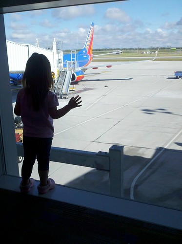 Checking out the plane.