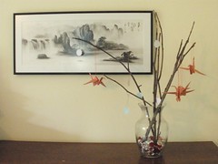 Vase with Origami Cranes