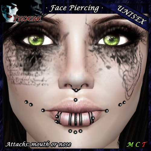 *P* Unisex Face Piercing ~ Serie P1 ~ Black