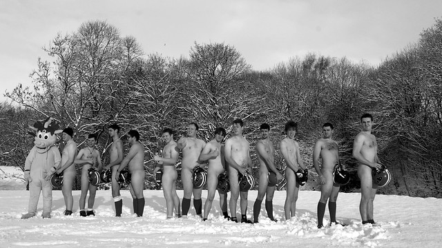 naked promo calender for the paisley pyros american football team