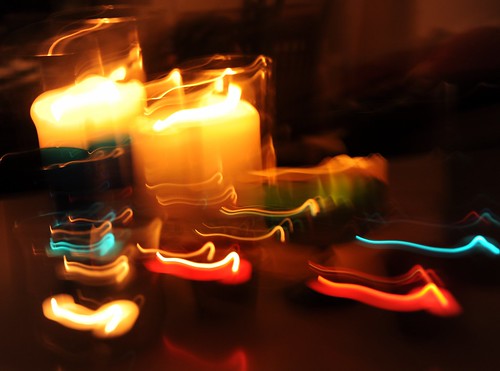 Chanukkah, colored candles, holidays, long lights, Wedgwood, Seattle, Washington, USA by Wonderlane