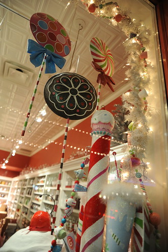 Suckers, candy cane, cherry on top, cupcake on top, ice cream, Christmas tree, lights, white, candy store, Seattle, Washington, USA by Wonderlane