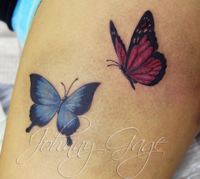 butterflies on thigh tattoo | Flickr - Photo Sharing!