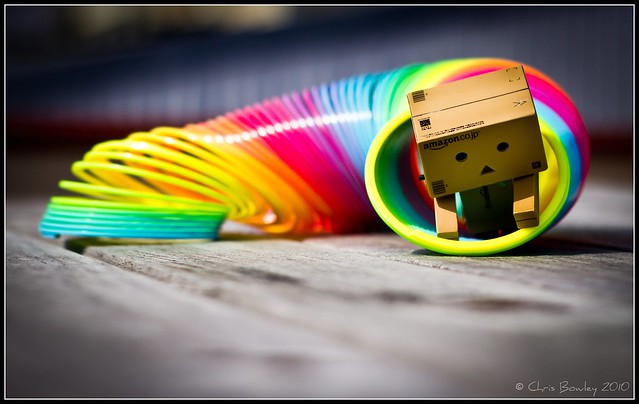 Danbo found the slinky which he crawled through for hours he LOVED it