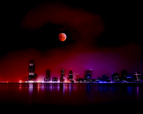 Jersey City, New Jersey and the 2010 Lunar Eclipse by mudpig