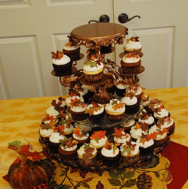 Fall Wedding Cupcake Tower Pumpkin Souther Buttermilk and Red Velvet 