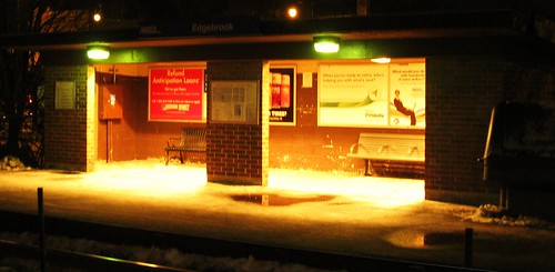 Night time at the Edgebrook Metra commuter depot. Chicago Illinois USA. Wednsday, January 19th, 2011. by Eddie from Chicago