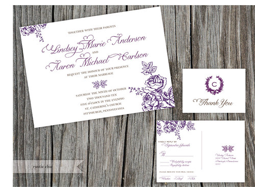  flowers against a white background this rustic chic wedding invitation 