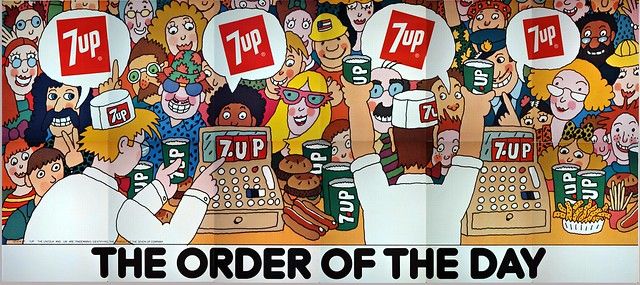 7Up_The Order of the Day_vintage UnCola billboard poster by Simms Taback, 1971