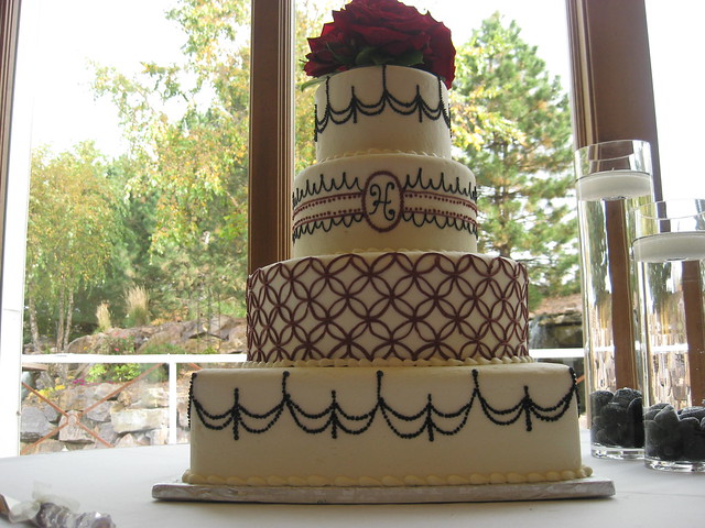 Plum and Black 4 Tiered Wedding Cake