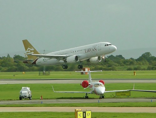 Libyan Airlines A320 departing Manchester