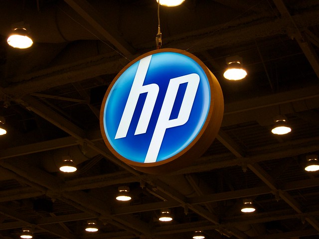 HP Logo at MacWorld 2011 HP had one of the larger booths at MacWorld 2011