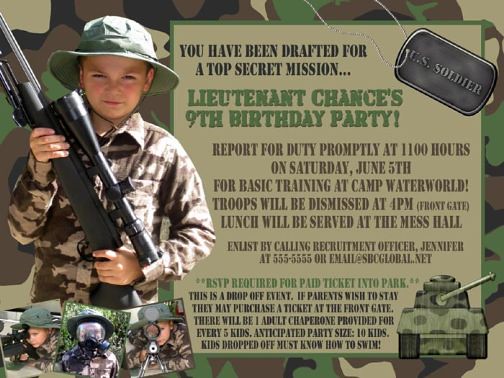 Green Camouflage Camo Birthday Invitation