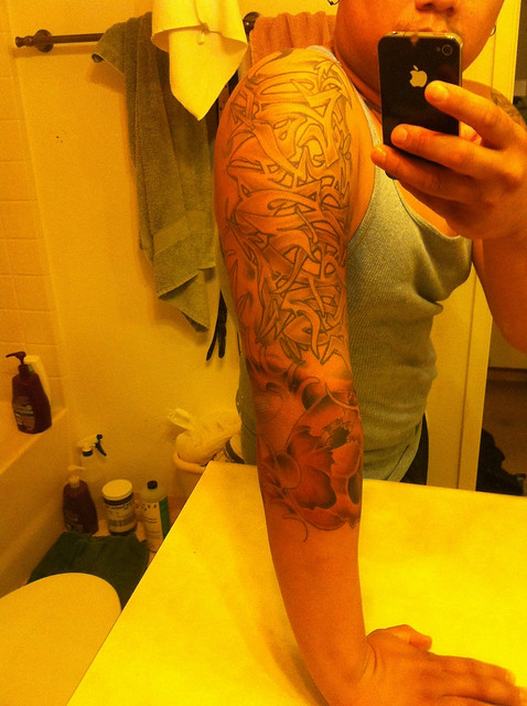 3 4 Sleeve Tattoo added a few more hours to my sleeve shaded the skull 