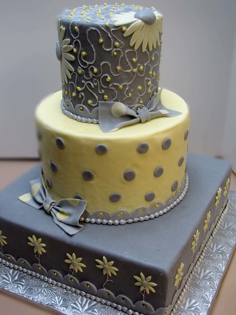 Gray and Yellow Wedding Cake