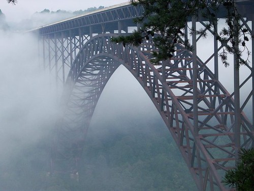 New River Gorge Bridge in Fog