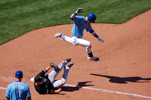 Alex Gordon had to LEAP up over him!