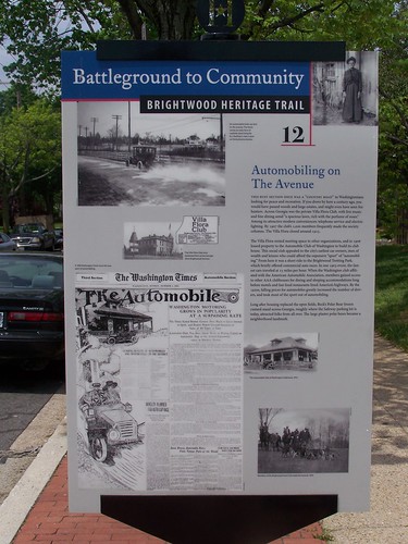 Brightwood's Automobile culture, history trail sign