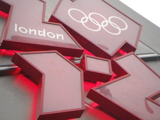 2012 Olympics logo on the Olympic clock in Trafalgar Square