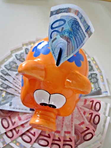 Euro Notes and Piggy Bank