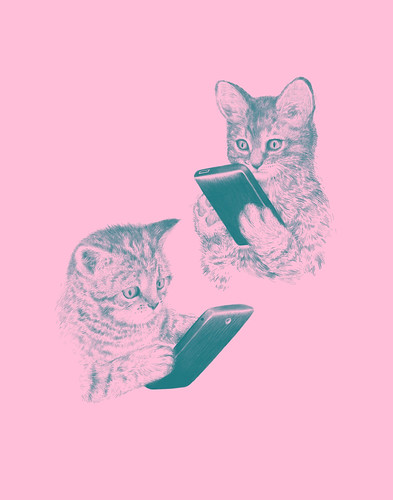 Kittens Texting by Laser Bread