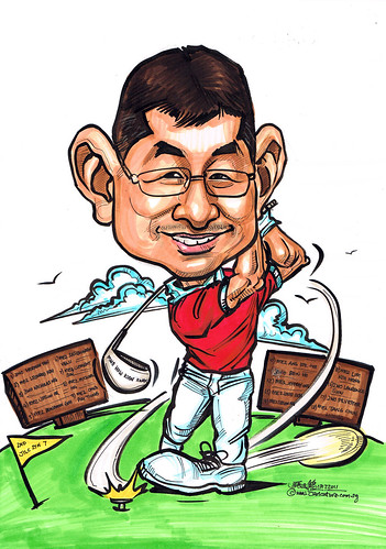golf caricature for Singapore Armed Forces (SAF)