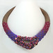 Needle Felted Tapered Rope Necklace with Beads - Purples