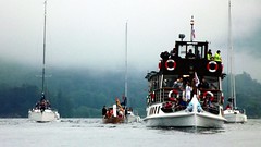 Being part of the Olympic Torch Flotilla acrooss Lake Windermere, Cumbria.