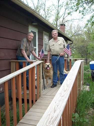 Leon Kauzlarich (left) and his son, David, are both U.S. Army veterans. With critical home repairs in place, including a handicap-accessible ramp, Leon plans to get out this Memorial Day to recognize the contributions of other military veterans.