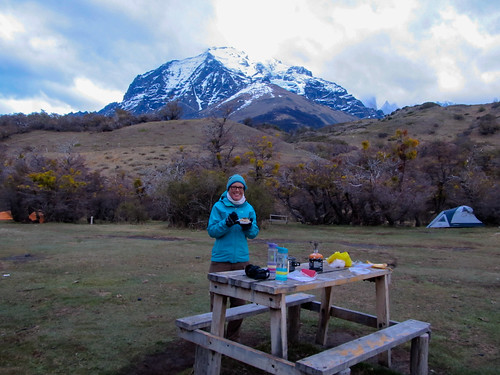 Torres del Paine: porridge à la banane en guise de petit-déjeuner.