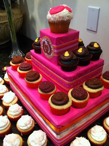 Pink & Orange Cupcake tower for Disney wedding