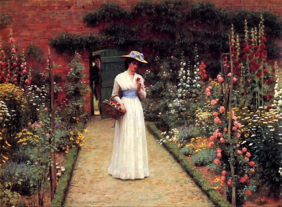 Lady in a Garden by Edmund Blair Leighton
