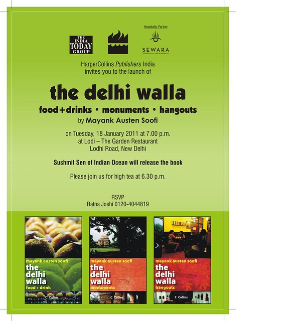 6.30 pm, 18 January – The Delhi Walla Books Launch, Lodhi Restaurant
