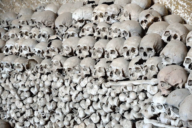 Big Pile of Skulls and Bones Fontanelle Cemetery Napoli