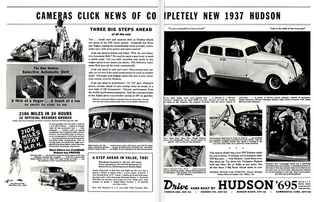 Vintage Advert Hudson 695 Motor Car 1937 Life Magazine Vol 1 No1 1936