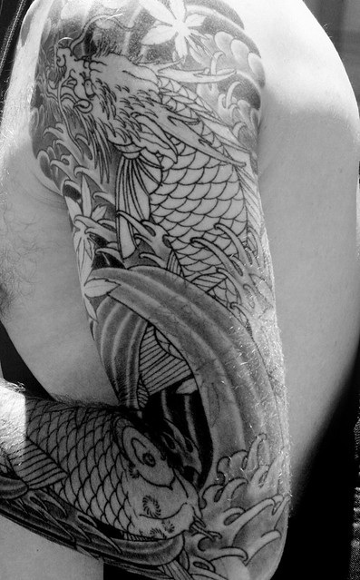 Asian Dragon and Koi Tattoo Sleeve by shaire productions