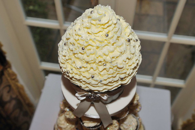 Ivory Silver Sparkle Giant Wedding Cupcake One of the official photos by 