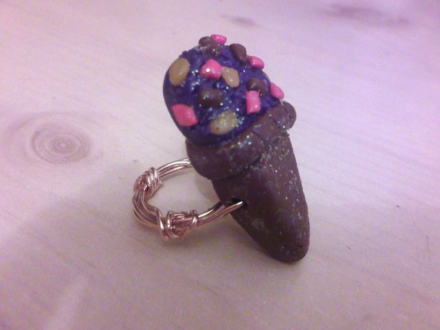 Fimo Ice Cream Cone Ring Fimo Ice Cream Cone Ring Wrapped With Copper Wire