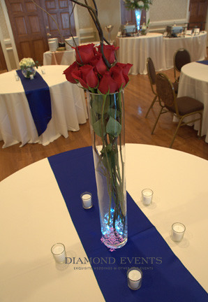 Tall Red Rose Centerpiece Diamond Events RoanokeWeddingPlannercom