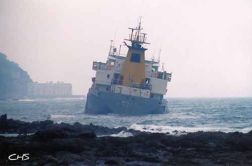 Wreck of the "Willy", Cawsand, Cornwall. January 2002 by Stocker Images