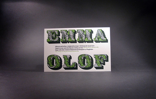 These custom wedding invitations were designed by swedish graphic designer